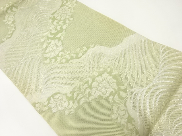 JAPANESE KIMONO / ANTIQUE SUMMER FUKURO OBI / SILK / WOVEN FLOWER